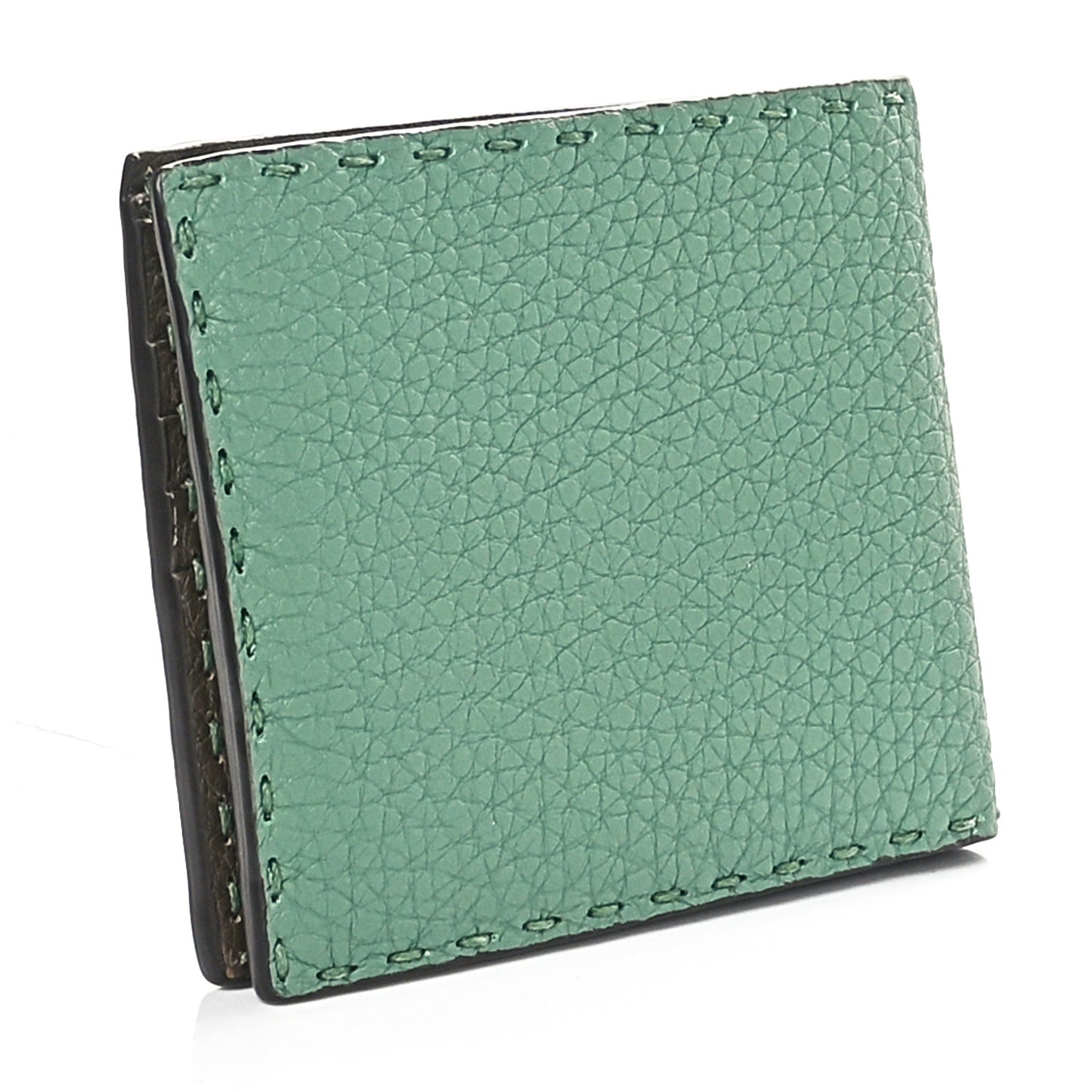 Cuoio Romano Selleria Logo Bi-Color Bi-Fold Wallet Verde Tosca