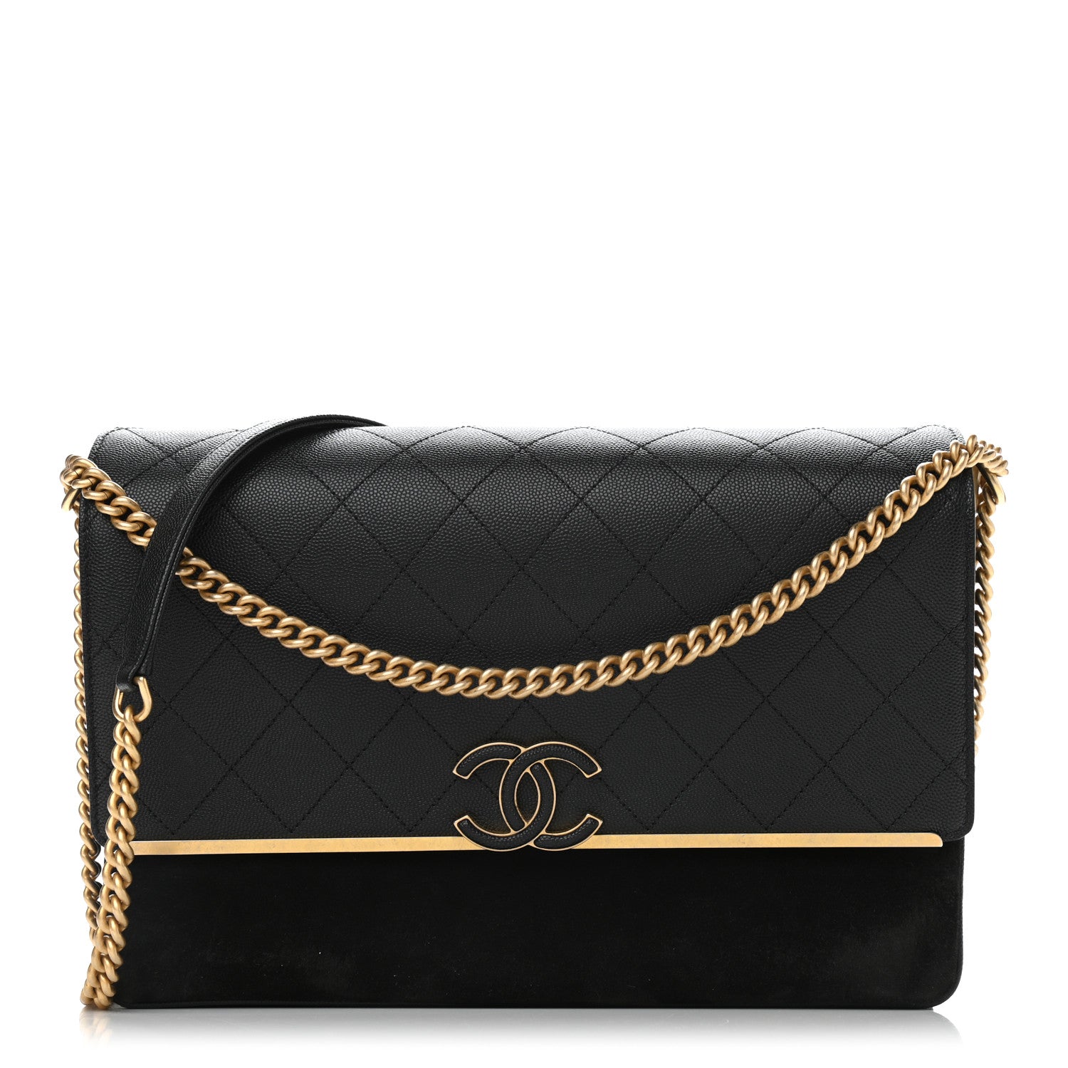 Chanel Caviar Suede Stitched Lady Coco Flap Black 1 of 11