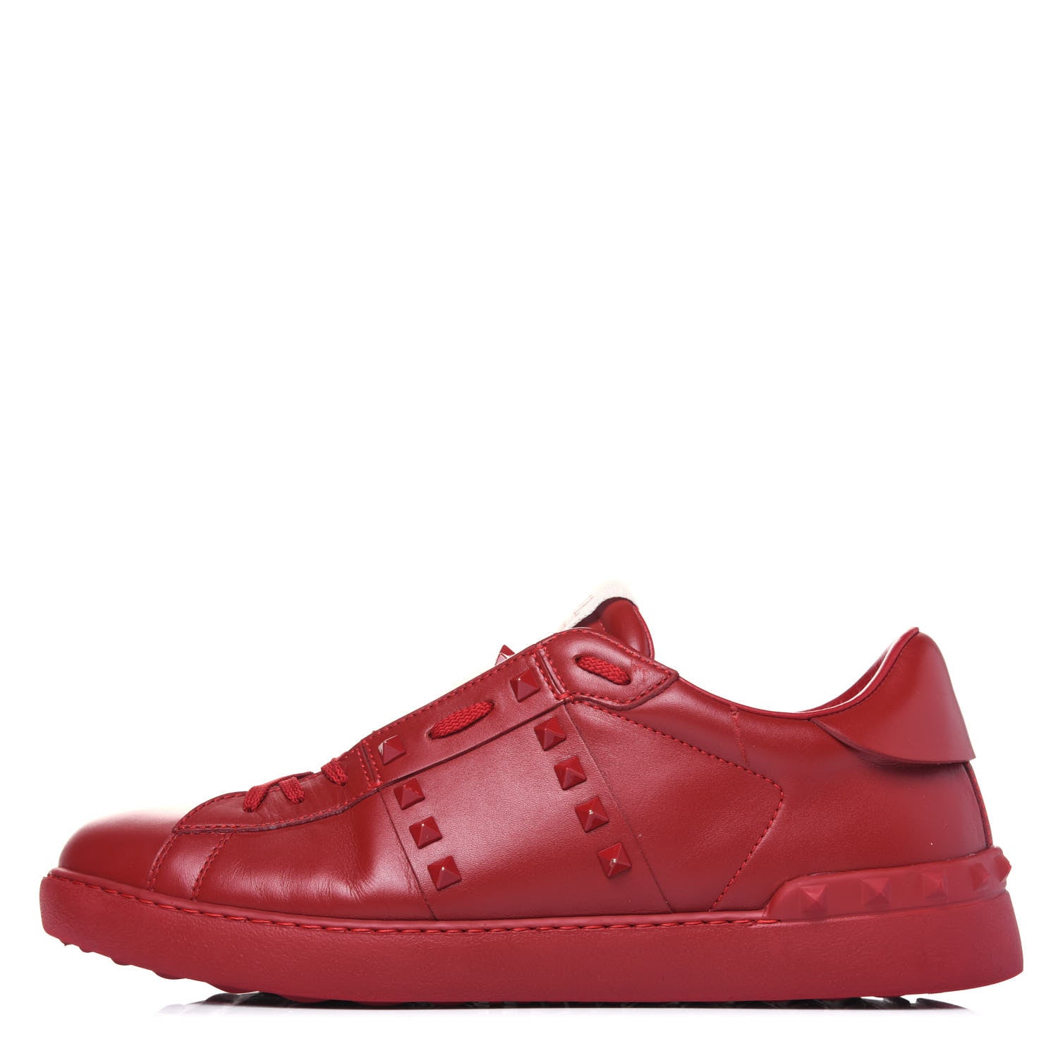 Valentino Garavani Calfskin Mens Rockstud Untitled Open Sneakers 44 Red 1 of 13