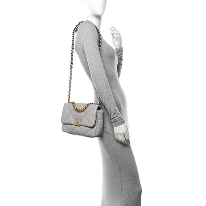 Chanel Lambskin Quilted Medium Chanel 19 Flap Grey 2 of 12