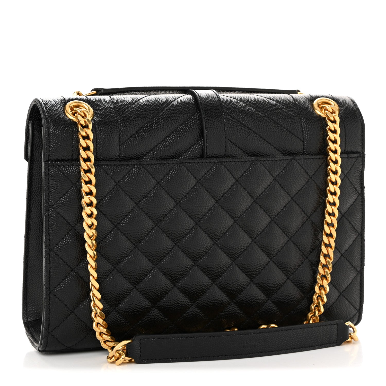Saint Laurent Grain De Poudre Textured Mixed Matelasse Triquilt Medium Monogram Satchel Black 3 of 11