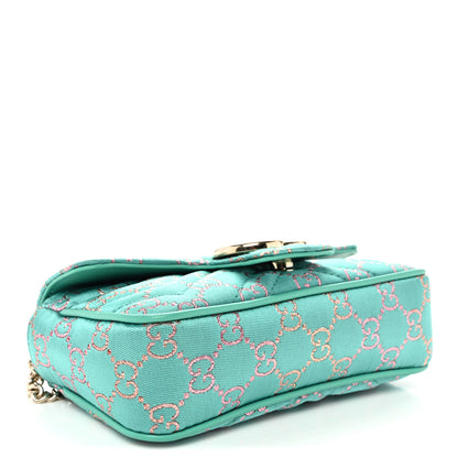 Gucci Jacquard Super Mini GG Marmont Shoulder Bag Green 4 of 11