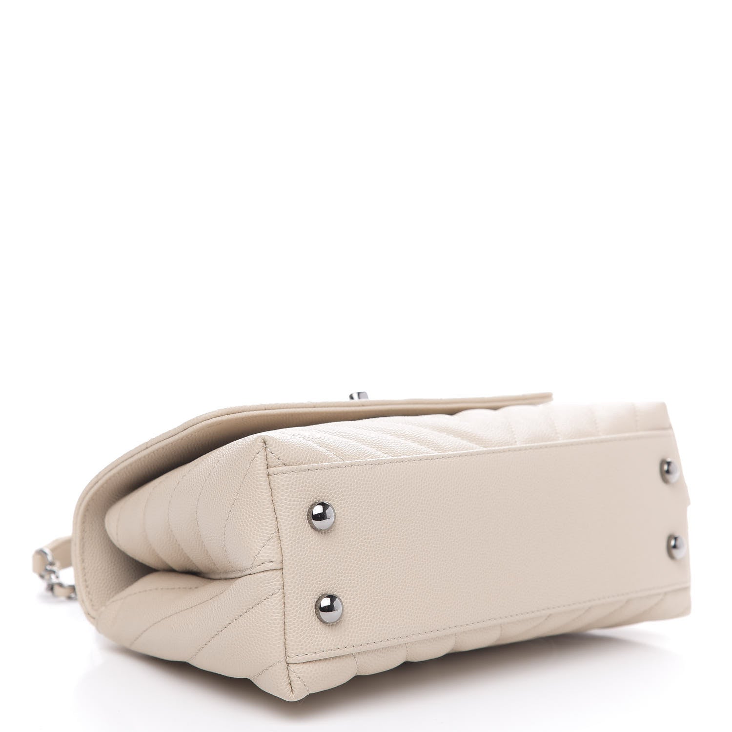 Chanel Caviar Chevron Quilted Mini Coco Handle Flap Beige 4 of 11