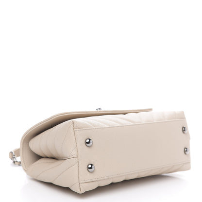Chanel Caviar Chevron Quilted Mini Coco Handle Flap Beige 4 of 11