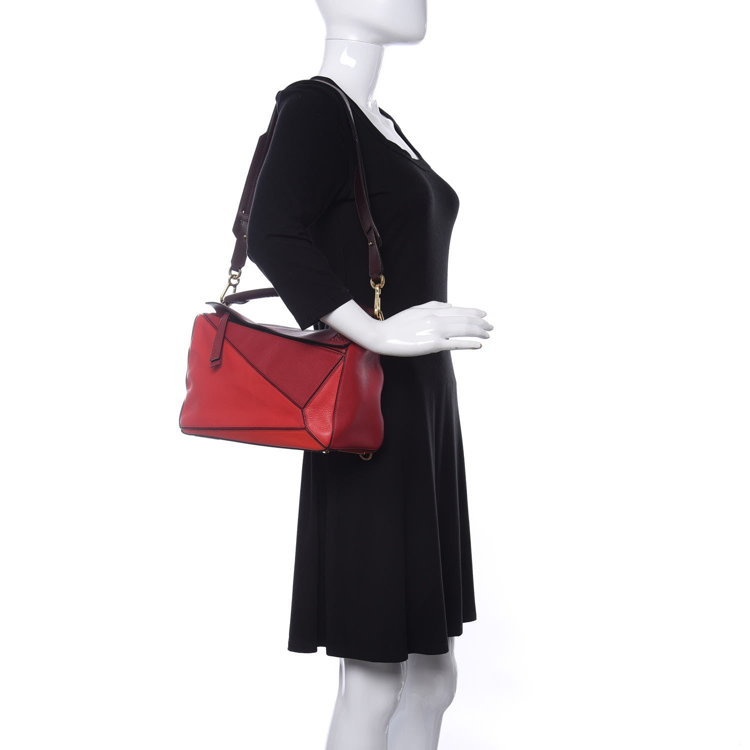 Loewe Calfskin Colorblock Medium Puzzle Bag Red 2 of 13