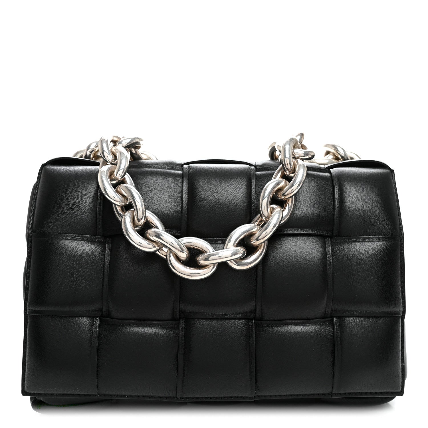 Bottega Veneta Lambskin Maxi Intreccio Padded Chain Cassette Crossbody Bag Black 1 of 10