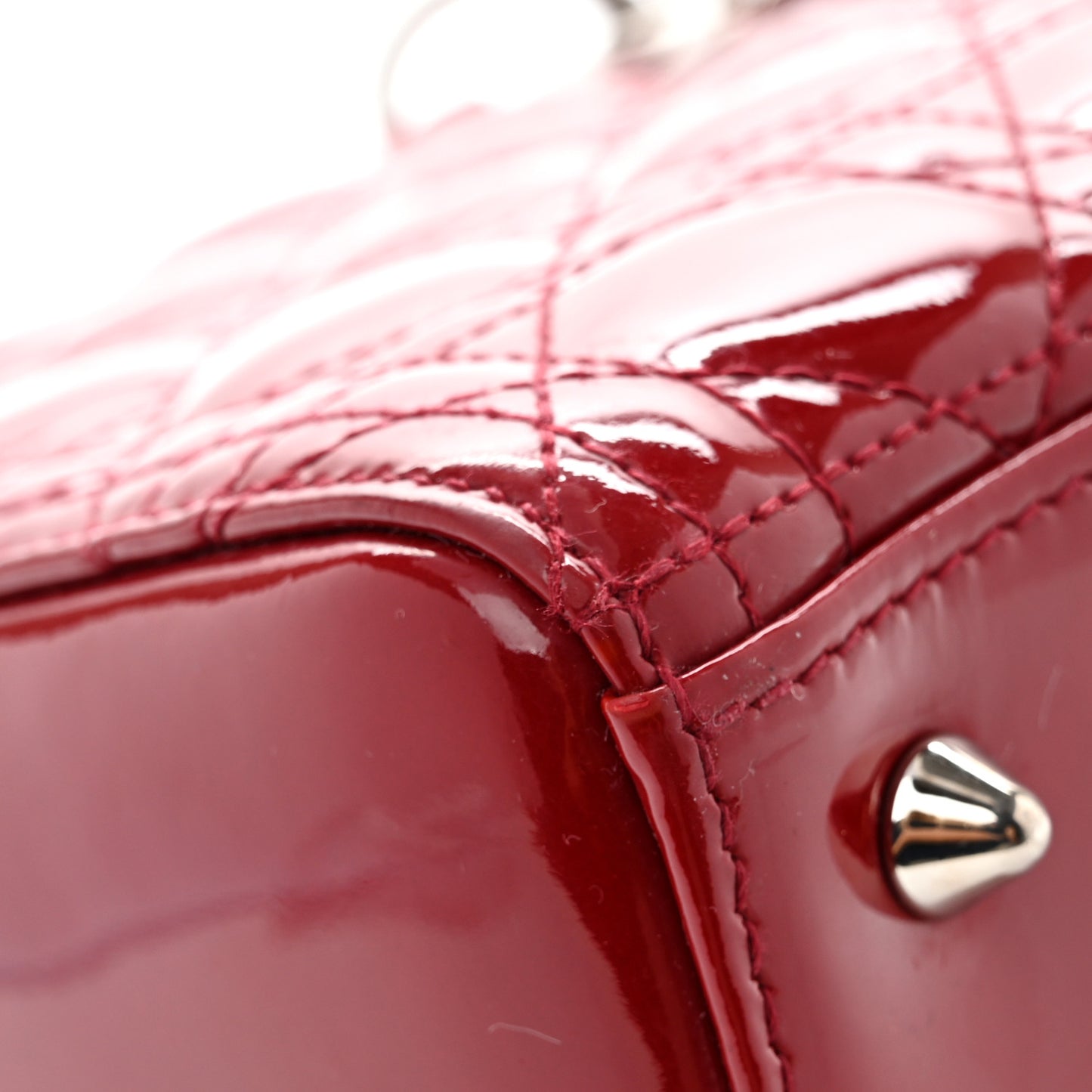 Patent Cannage Medium Lady Dior Red