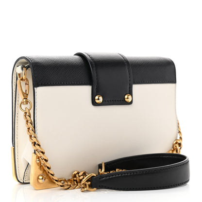 Prada City Calf Saffiano Cahier Bag Talco Black 3 of 8