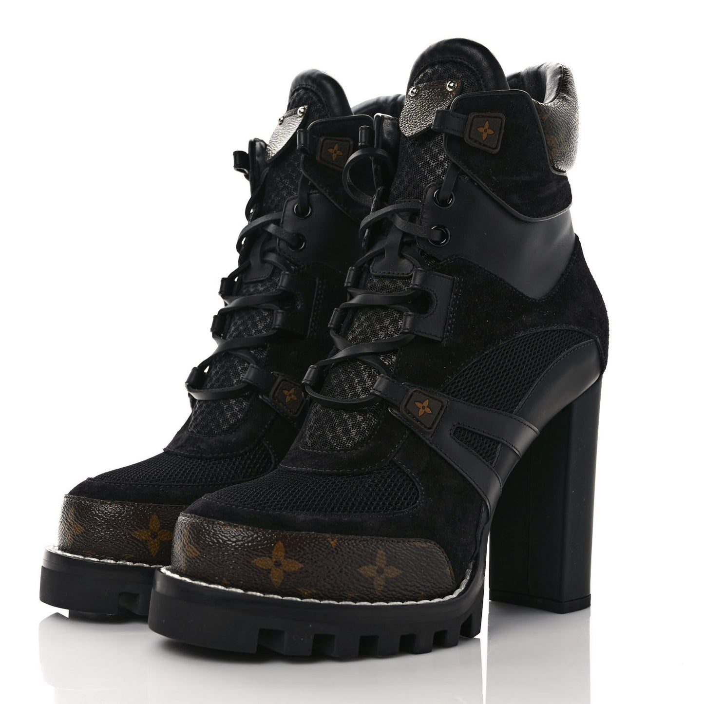 Suede Calfskin Monogram Star Trail Ankle Boots 39 Black