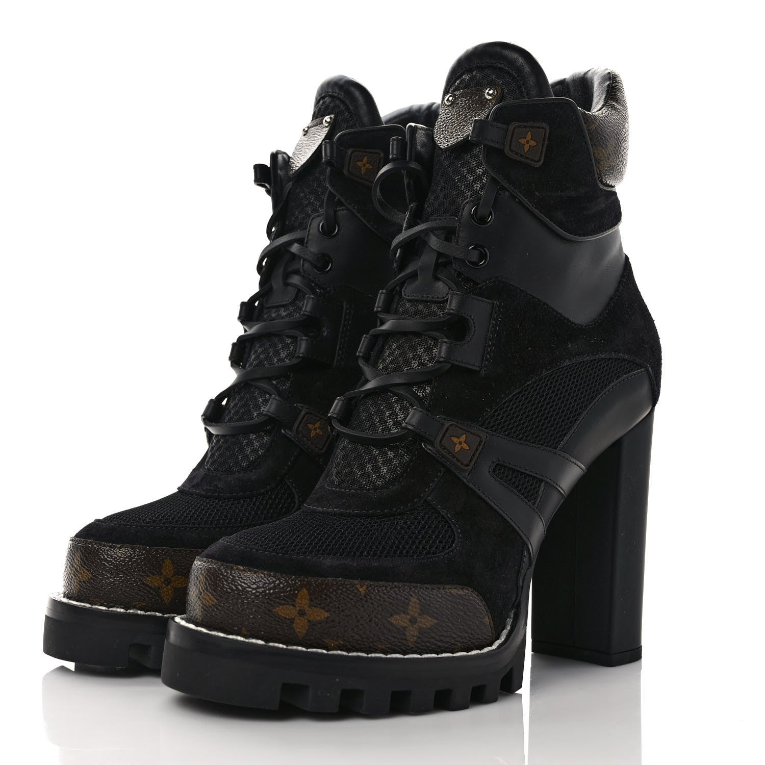 Louis Vuitton Suede Calfskin Monogram Star Trail Ankle Boots 39 Black 3 of 7