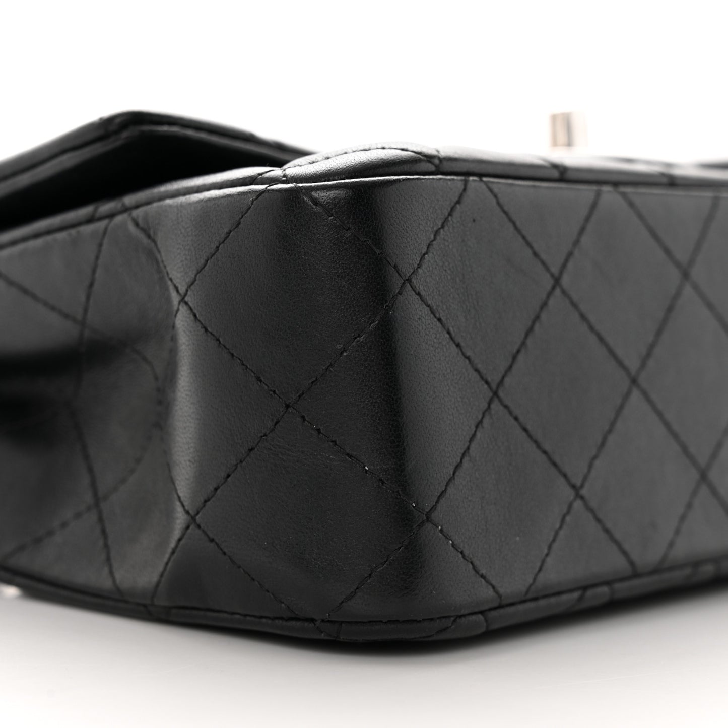 Lambskin Quilted Mini Rectangular Flap Black