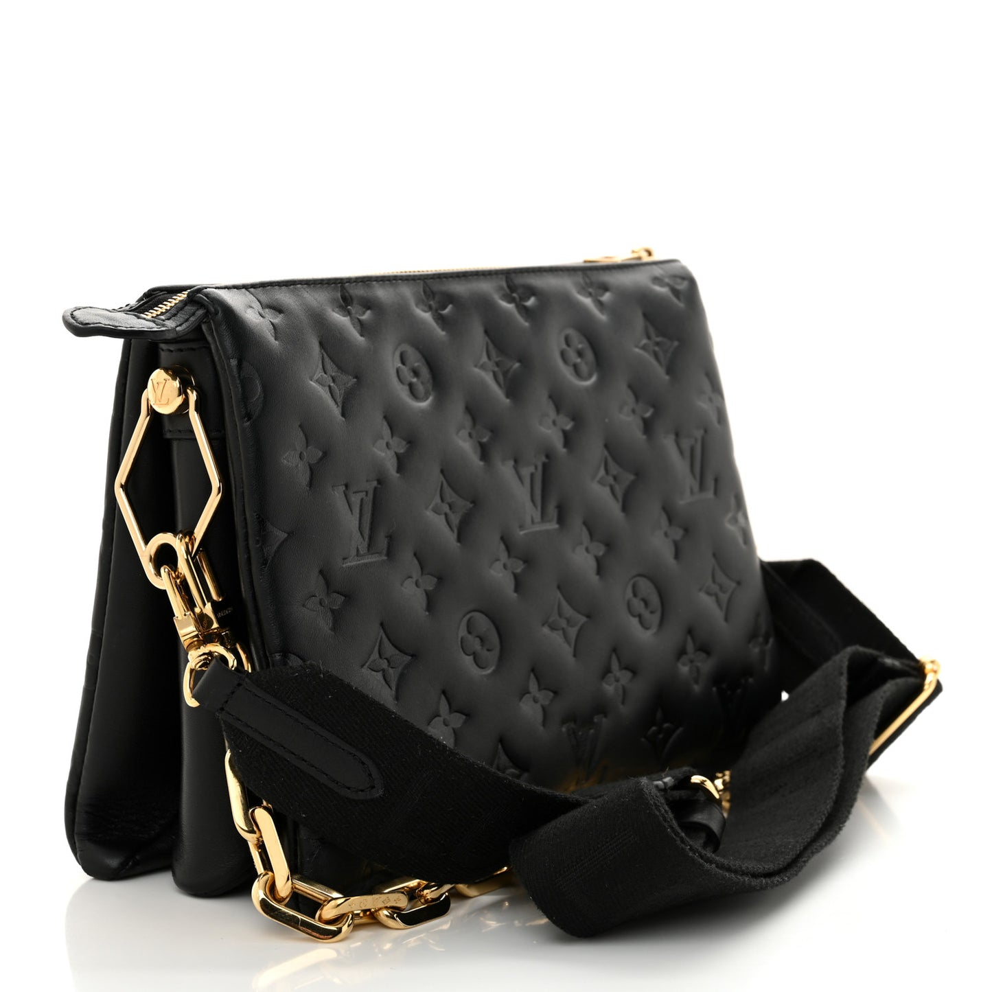 Lambskin Embossed Monogram Coussin PM Black