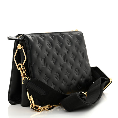 Louis Vuitton Lambskin Embossed Monogram Coussin PM Black 3 of 9