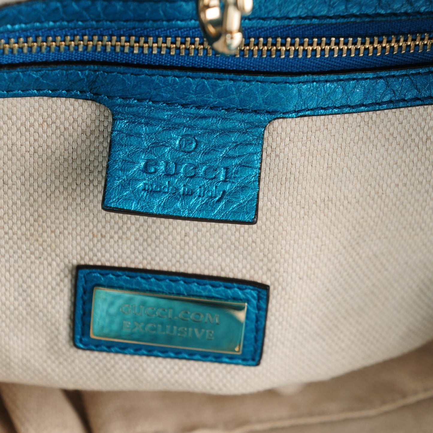 Metallic Cellarius Calfskin Medium Soho Chain Shoulder Bag Deep Cobalt