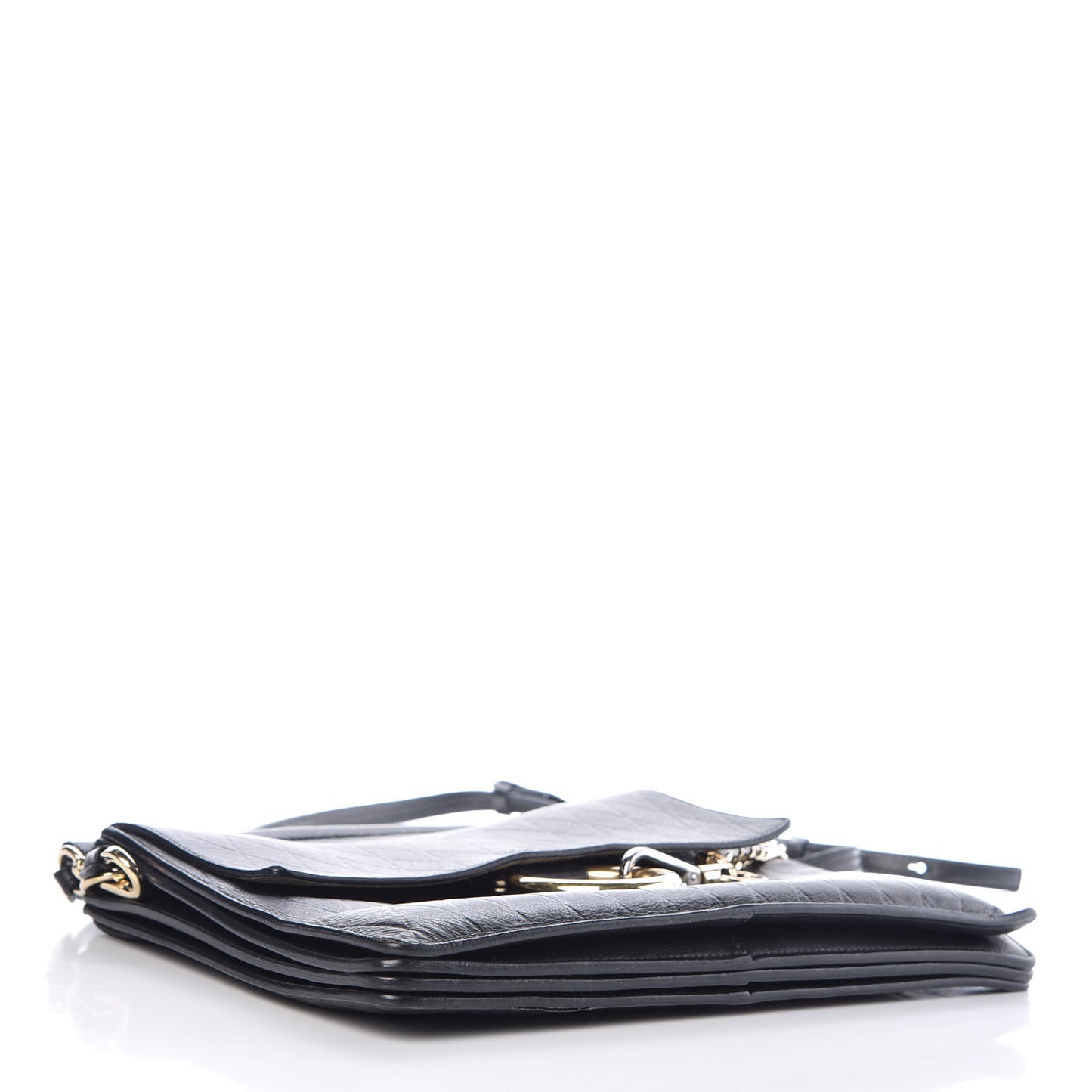 Calfskin Diamond Embossed Medium Faye Shoulder Bag Black