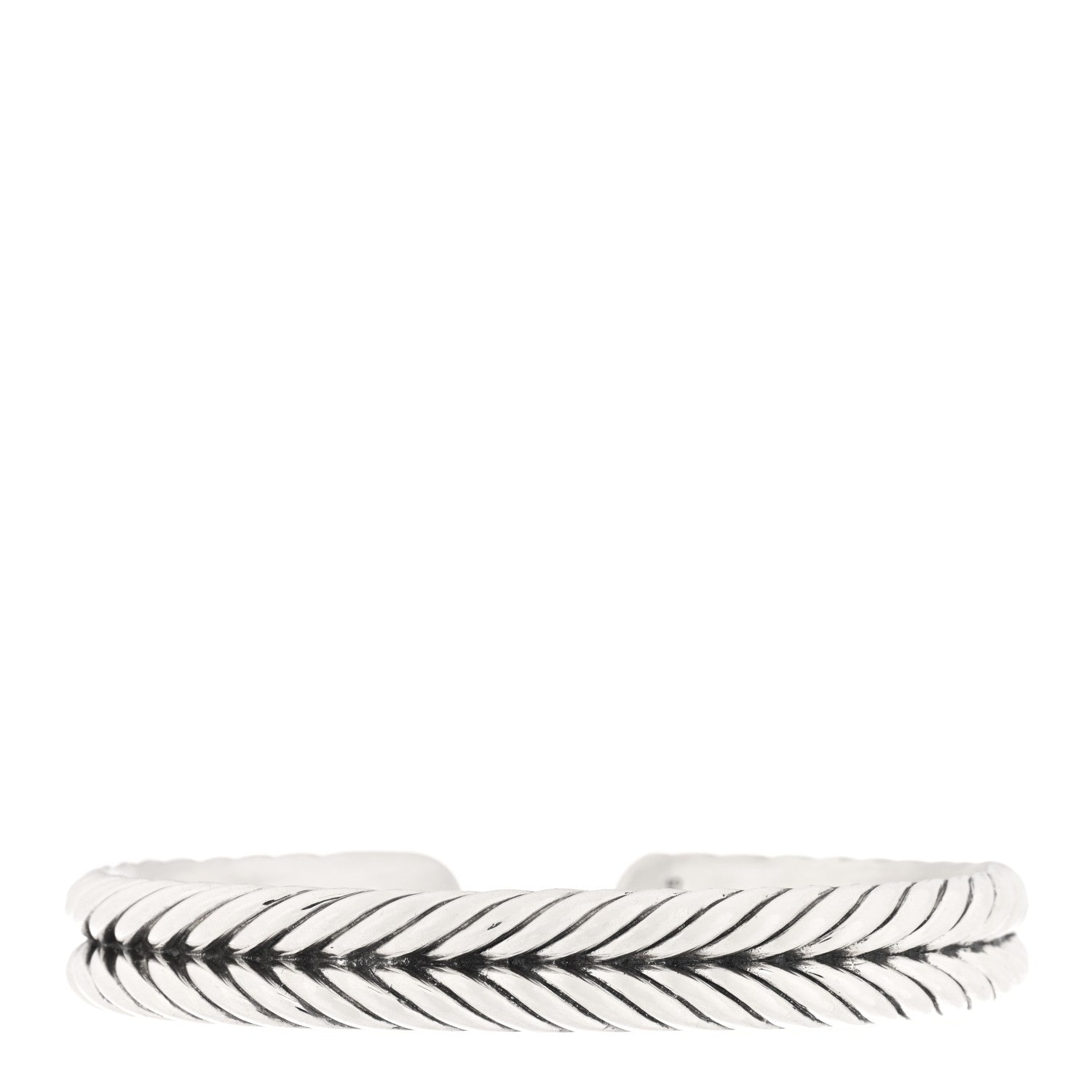 David Yurman Sterling Silver 10mm Chevron Woven Kick Cuff Bracelet 1 of 4