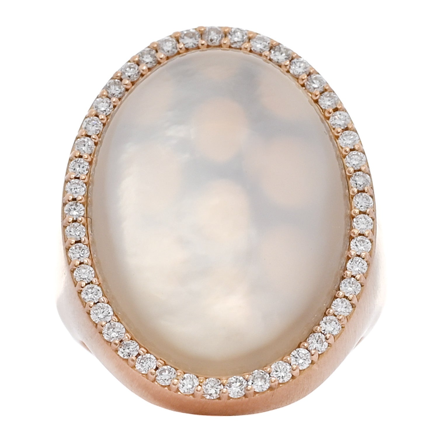Roberto Coin 18K Rose Gold Diamond Mother of Pearl Doublet Oval Cocktail Ring 53 6.25 1 of 6