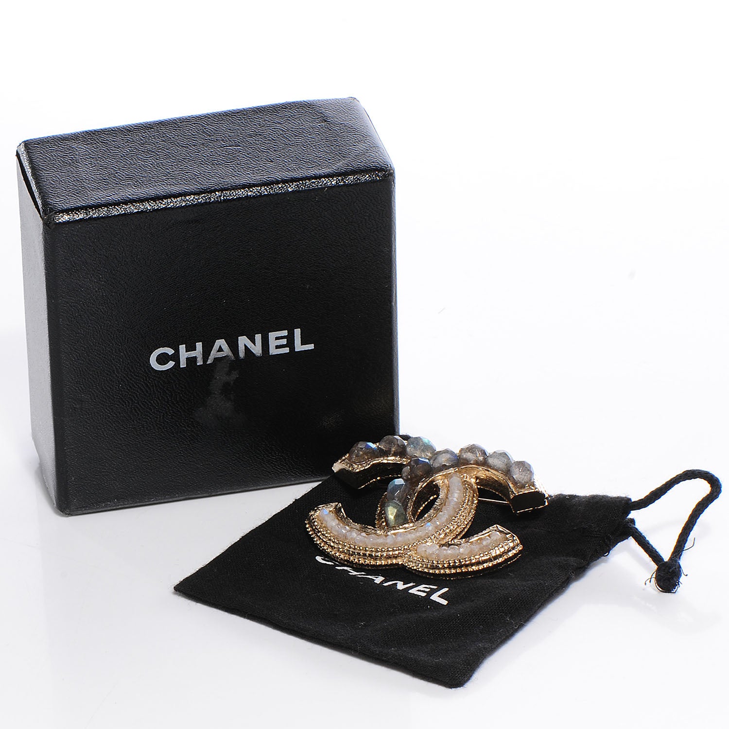 Chanel Moonstone Labradorite CC Brooch 5 of 5