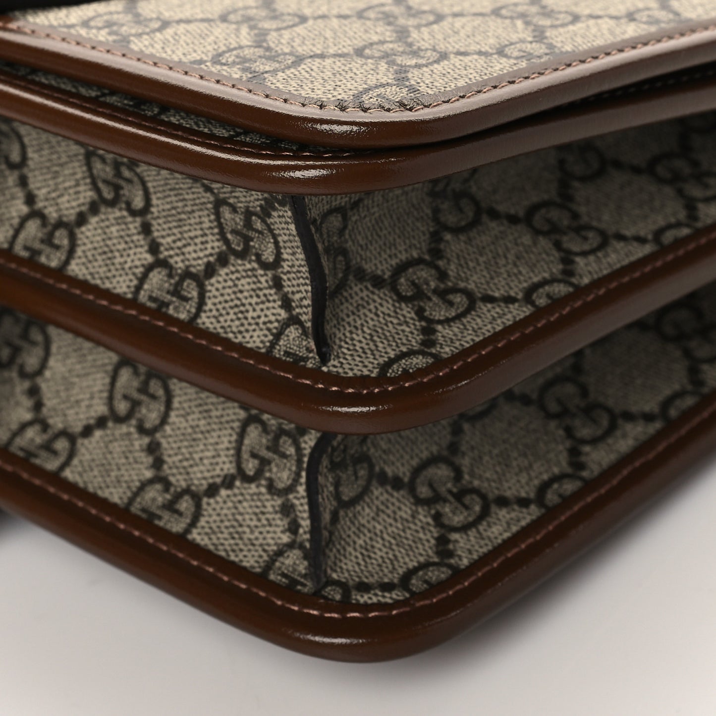 GG Supreme Monogram Azalea Calfskin Mini Retro Interlocking G Flap Shoulder Bag Beige Ebony Brown Sugar