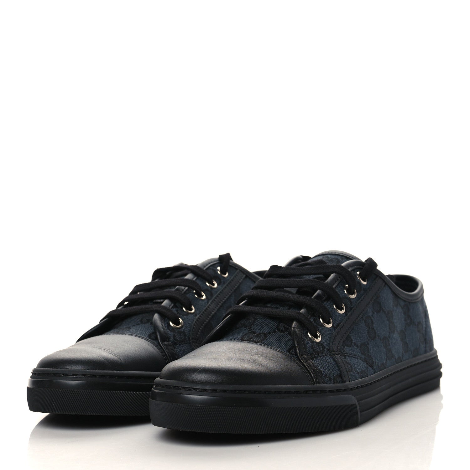 Gucci GG Monogram Calfskin Womens Low Top Sneakers 40.5 Piombo Black 3 of 9