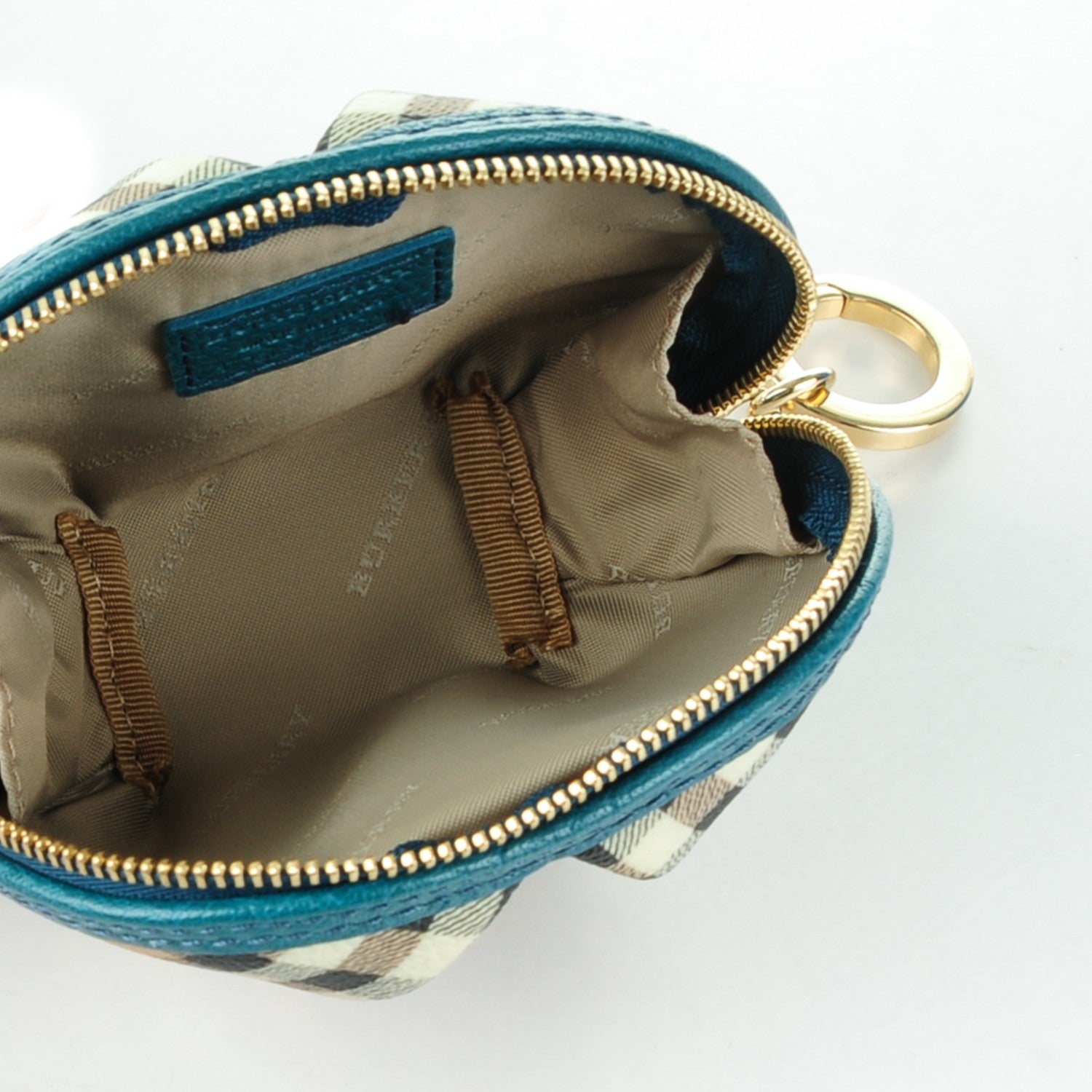 Burberry Haymarket Check Round Key Pouch Blue 5 of 6