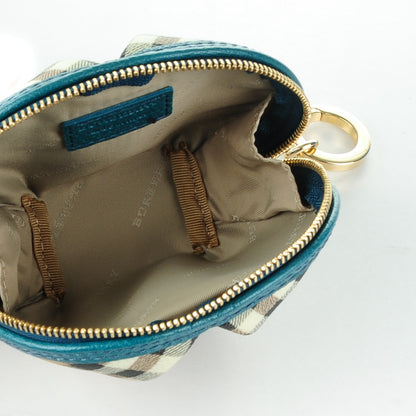 Burberry Haymarket Check Round Key Pouch Blue 5 of 6