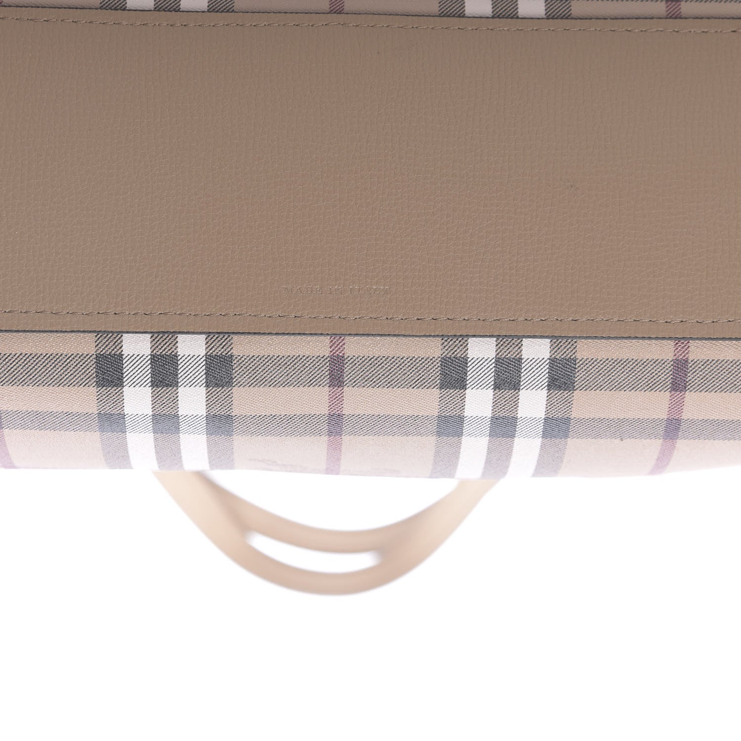 Burberry Grainy Calfskin Haymarket Check Small Reversible Tote Mid Camel 10 of 16