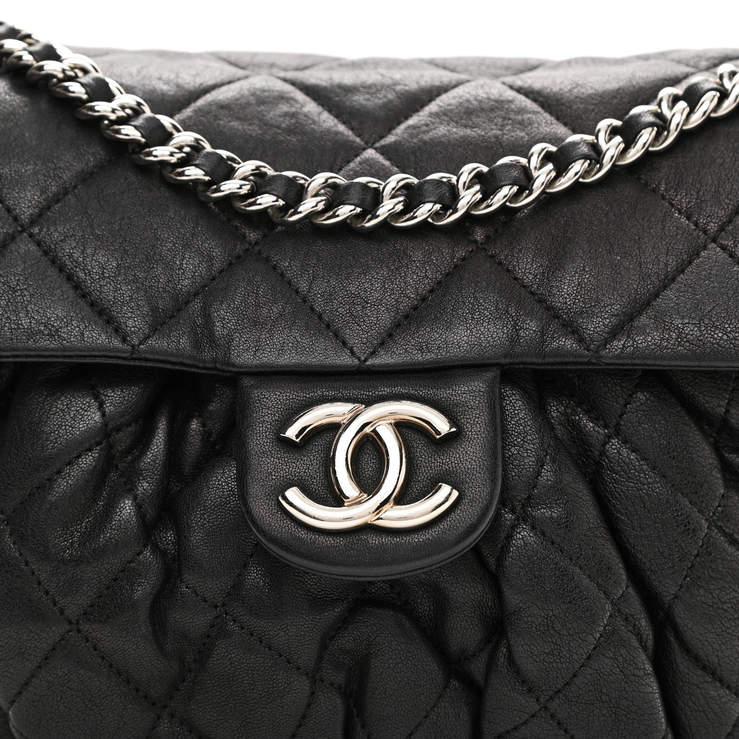 Chanel Washed Lambskin Quilted Chain Around Flap Black 7 of 10