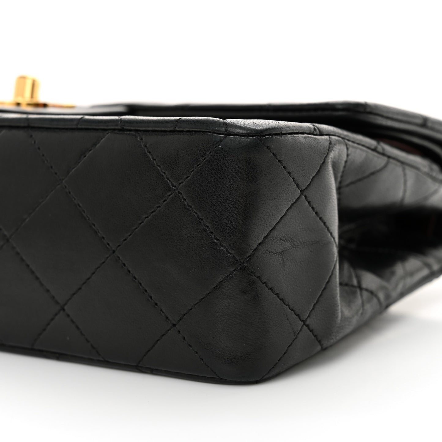 Lambskin Quilted Small Double Flap Black