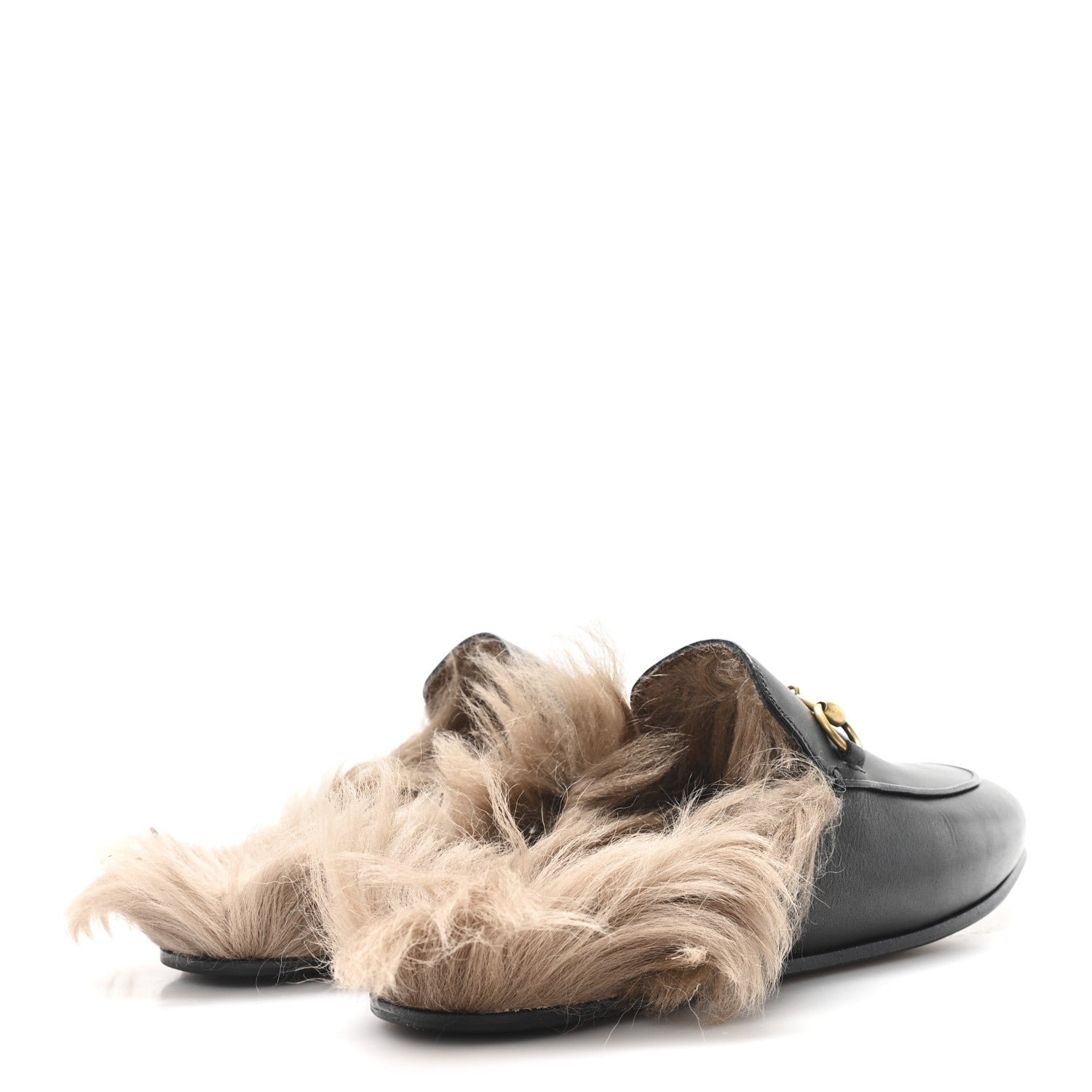 Gucci Calfskin Fur Womens Princetown Slippers 36 Black 5 of 9