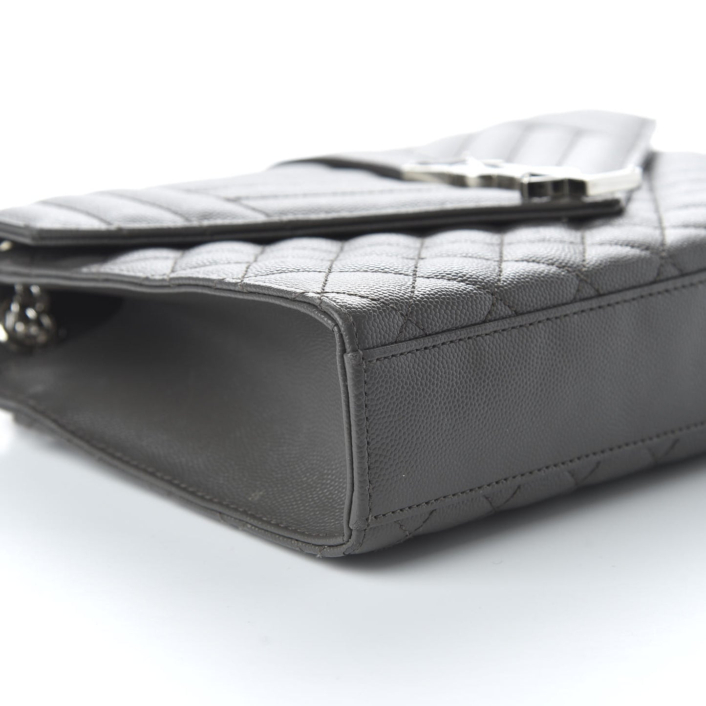 Grain De Poudre Textured Mixed Matelasse Medium Triquilt Monogram Satchel Earth