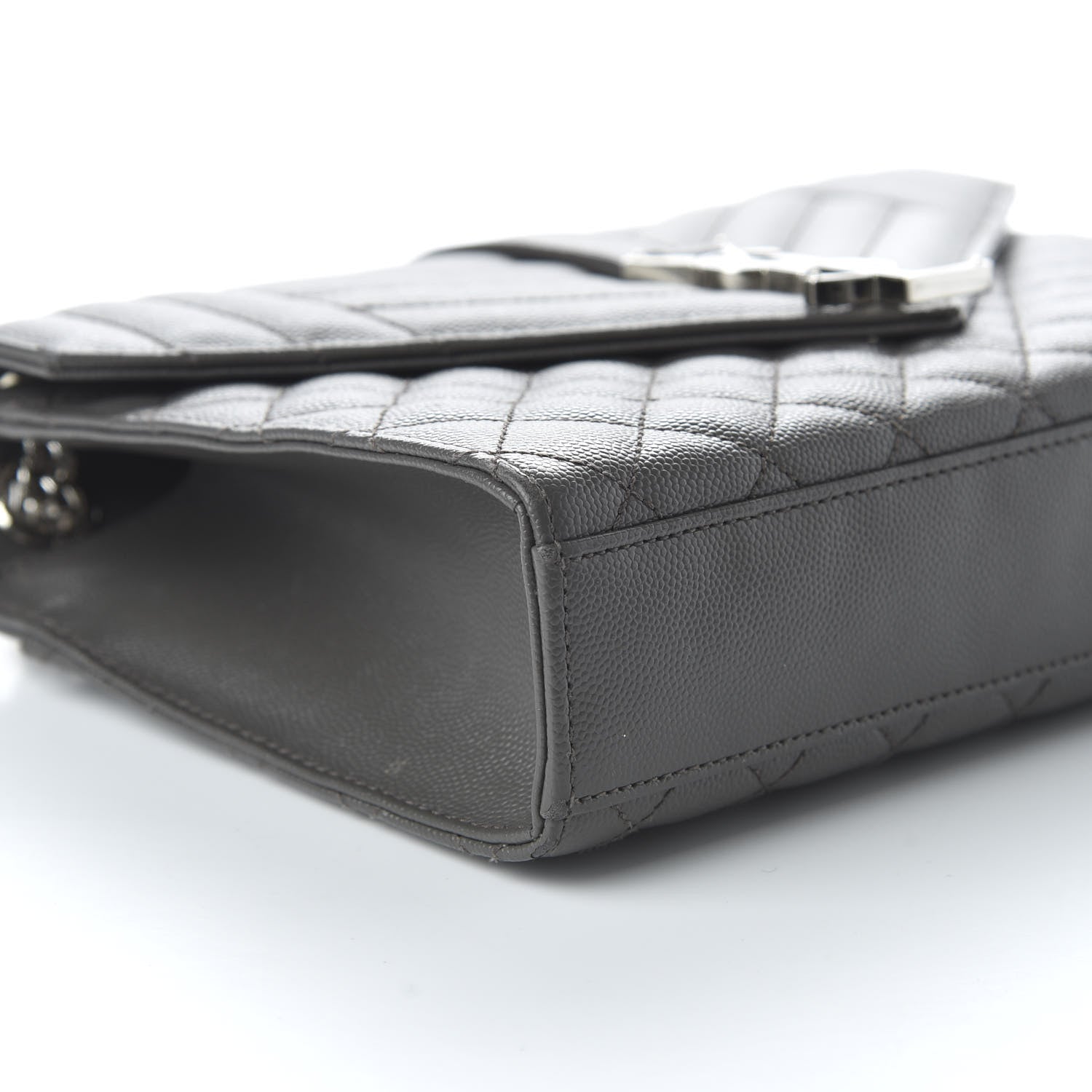 Saint Laurent Grain De Poudre Textured Mixed Matelasse Medium Triquilt Monogram Satchel Earth 6 of 10