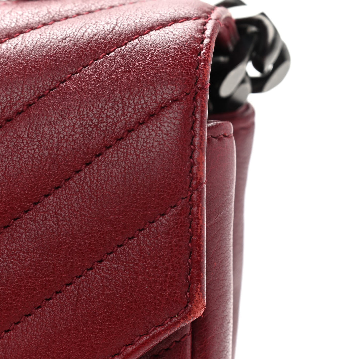 Sheepskin Matelasse Chevron Large College Monogram Satchel Rouge