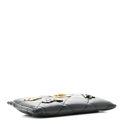 Chanel Aged Calfskin Quilted Lucky Charms Reissue Card Holder Black 4 of 10
