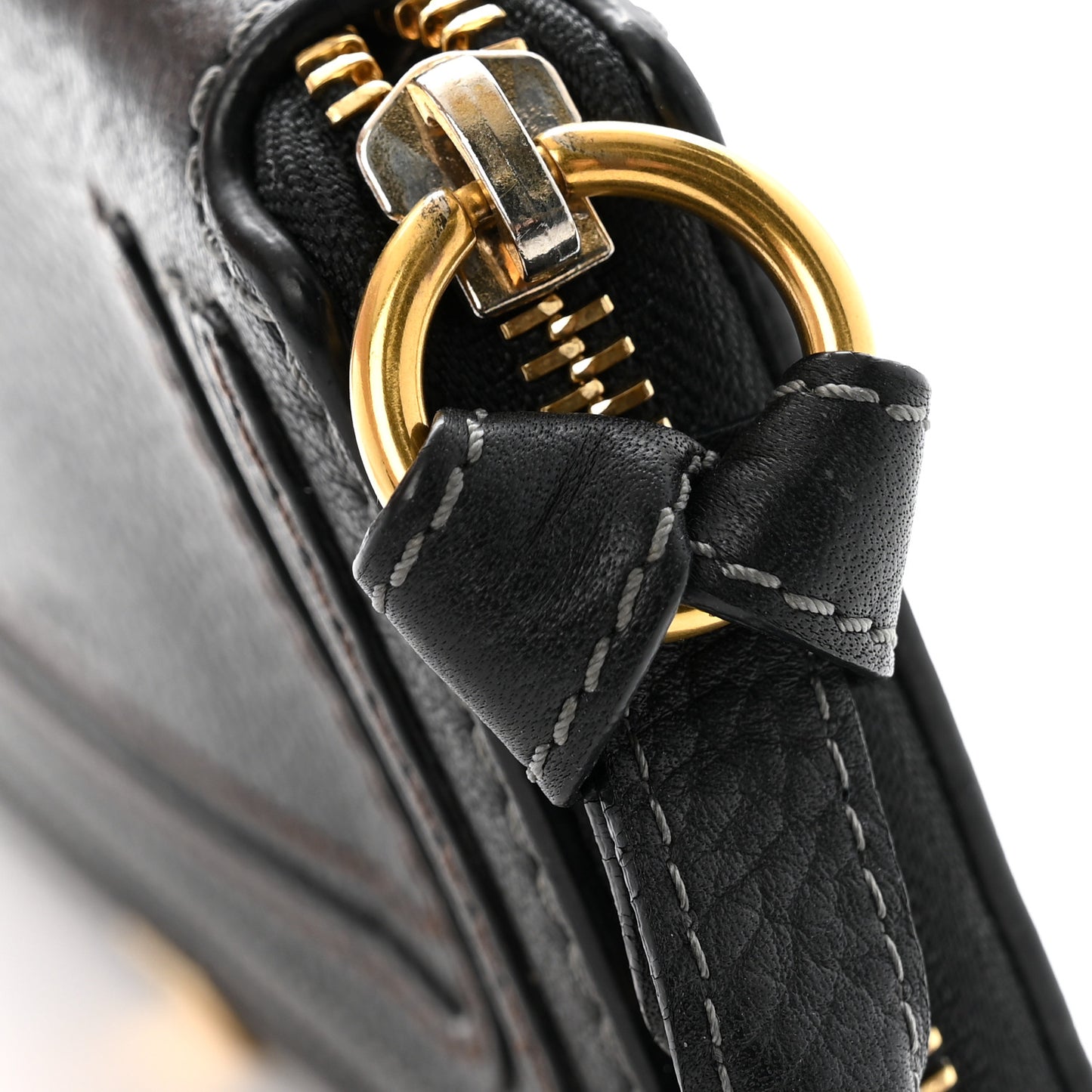 Grained Calfskin Marcie Long Zip Around Wallet Black