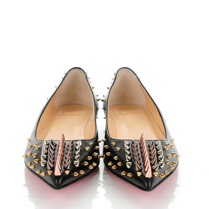 Christian Louboutin Nappa Goldoflat Spikes Flats 39 Black 2 of 8