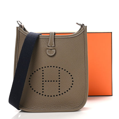 Hermes Taurillon Clemence Amazone Evelyne TPM Etoupe Bleu Indigo 10 of 10