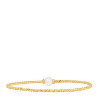 David Yurman 18K Yellow Gold Diamond Pearl 7mm Solari Station Bracelet 2 of 4