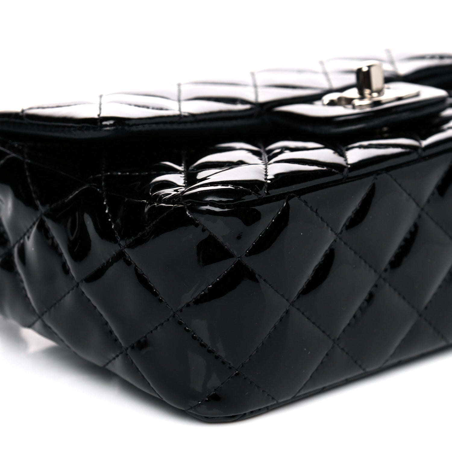Chanel Patent Calfskin Quilted Mini Rectangular Flap Black 9 of 14