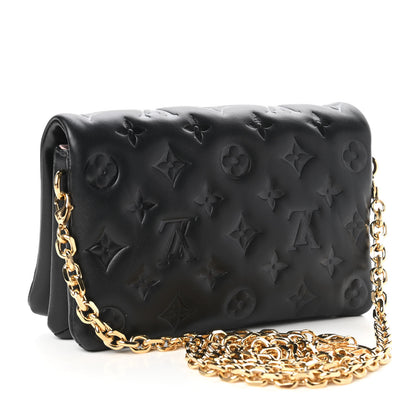Louis Vuitton Lambskin Embossed Monogram Pochette Coussin Black 3 of 9