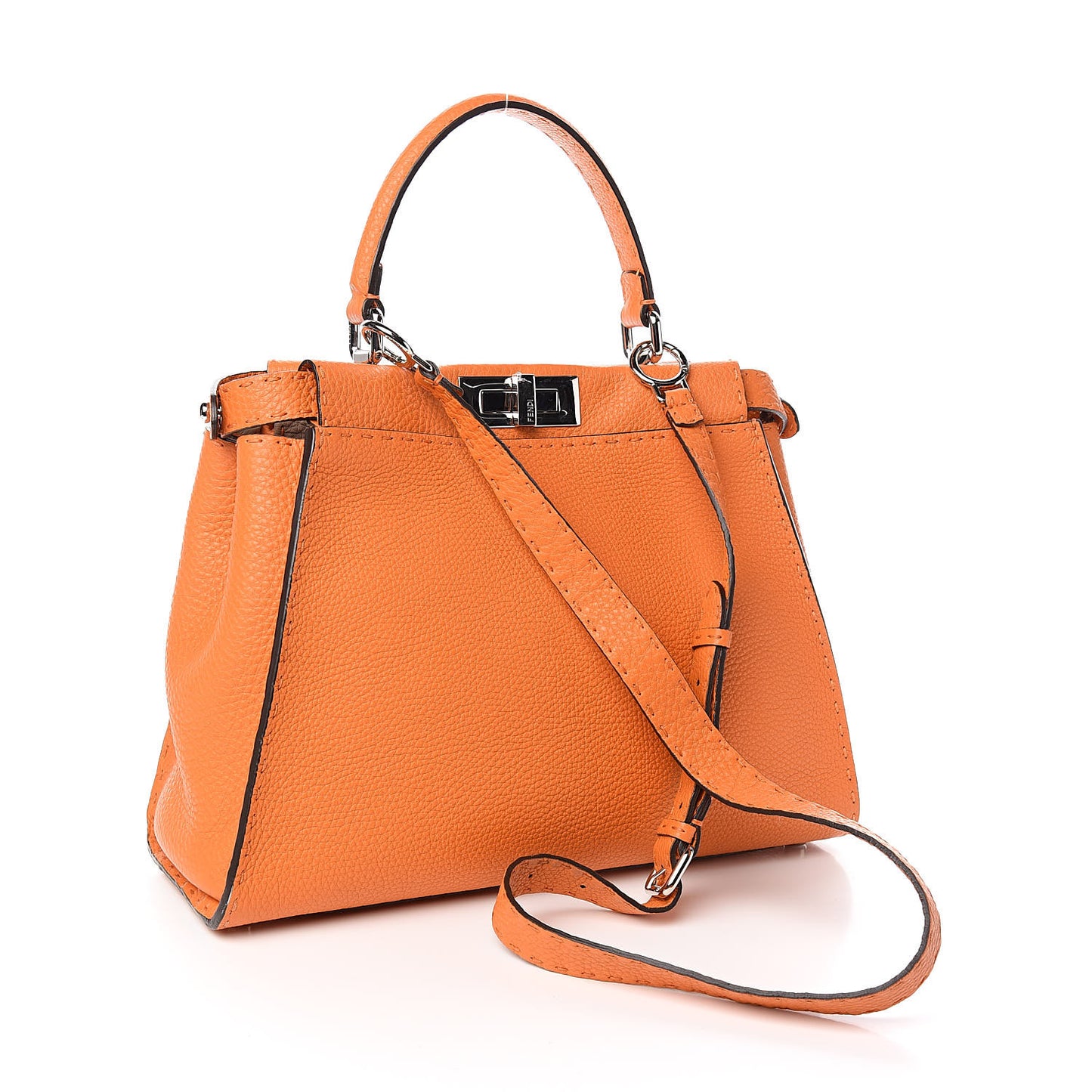 Cuoio Romano Selleria Bi-Color Medium Peekaboo Iconic Satchel Orange Stone