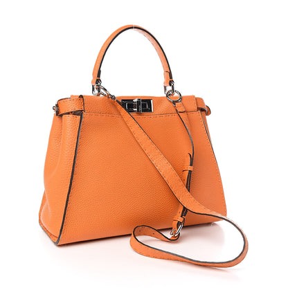 Fendi Cuoio Romano Selleria Bi-Color Medium Peekaboo Iconic Satchel Orange Stone 3 of 10