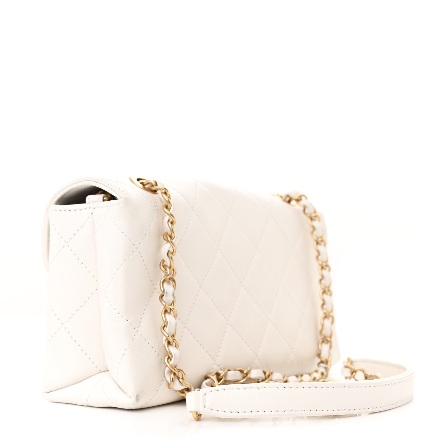 Chanel Calfskin Quilted Small Enchained Flap White 3 of 12