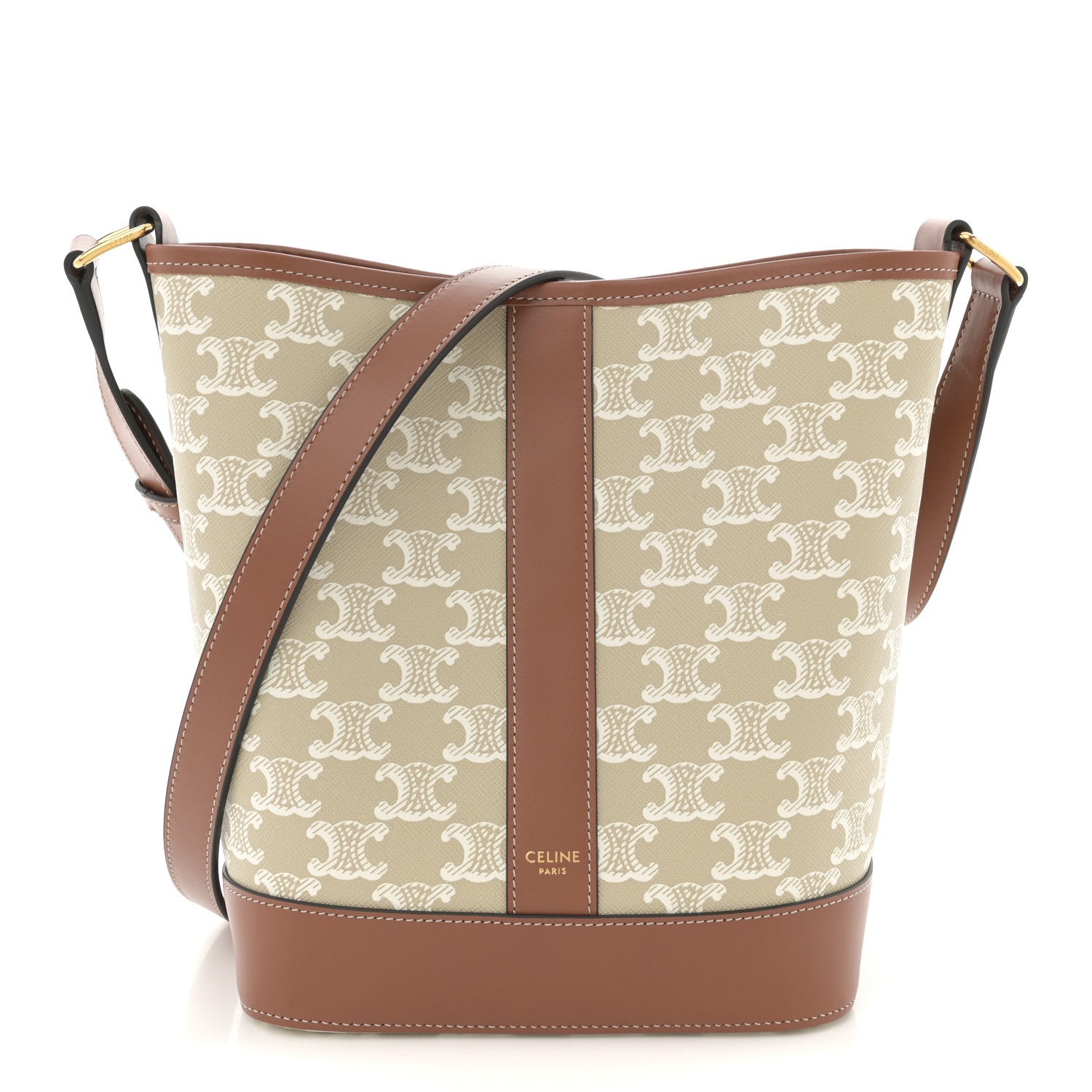 Celine Triomphe Canvas Calfskin Small Bucket Bag White 1 of 10