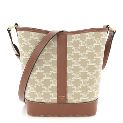 Celine Triomphe Canvas Calfskin Small Bucket Bag White 1 of 10