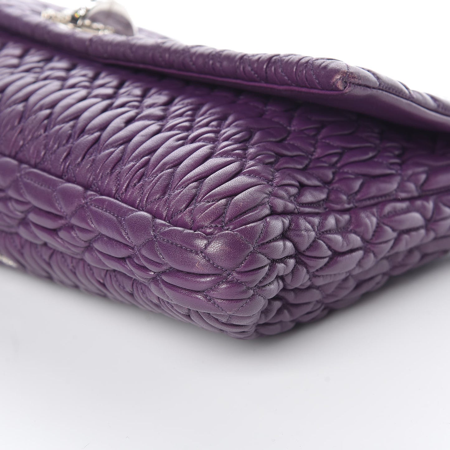 Nappa Matelasse Crystal Flap Clutch Viola