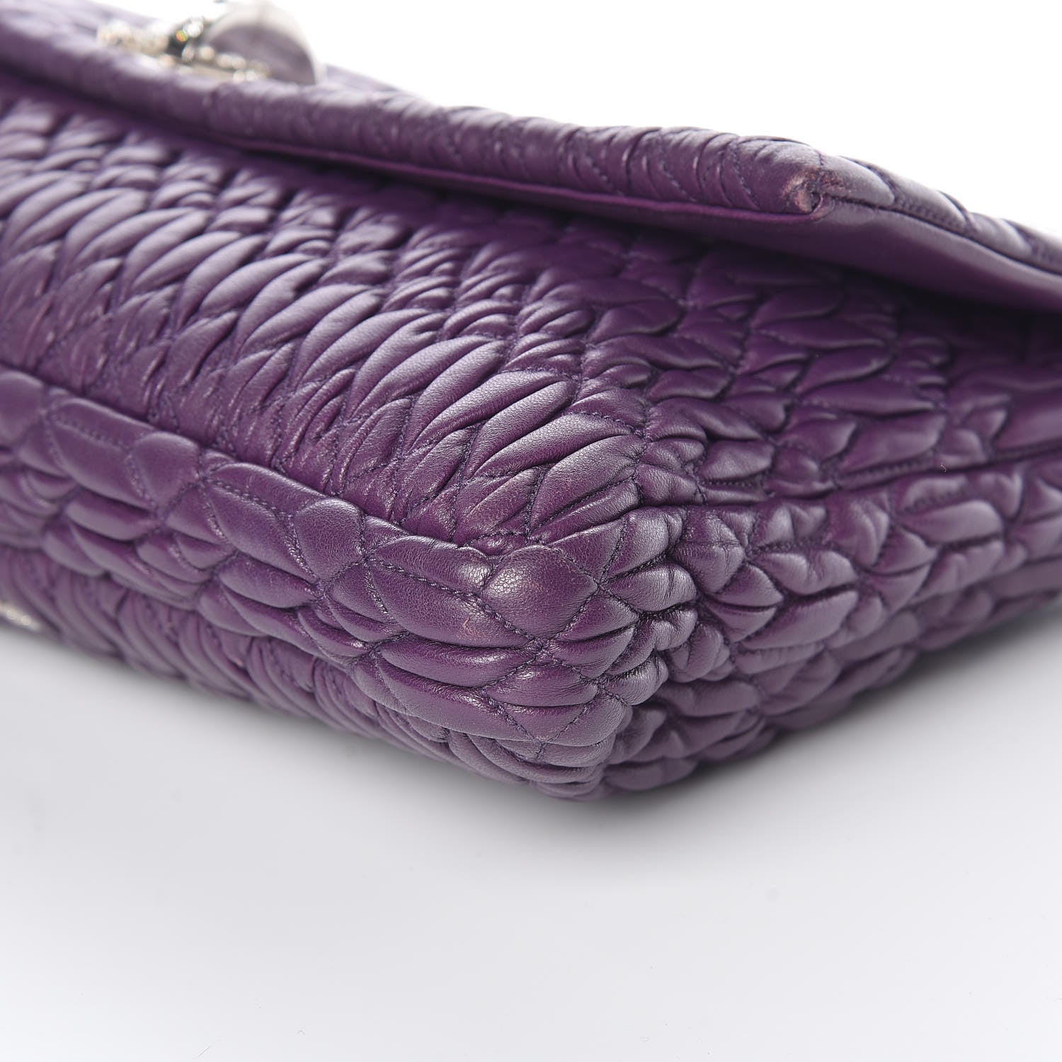 Miu Miu Nappa Matelasse Crystal Flap Clutch Viola 10 of 10
