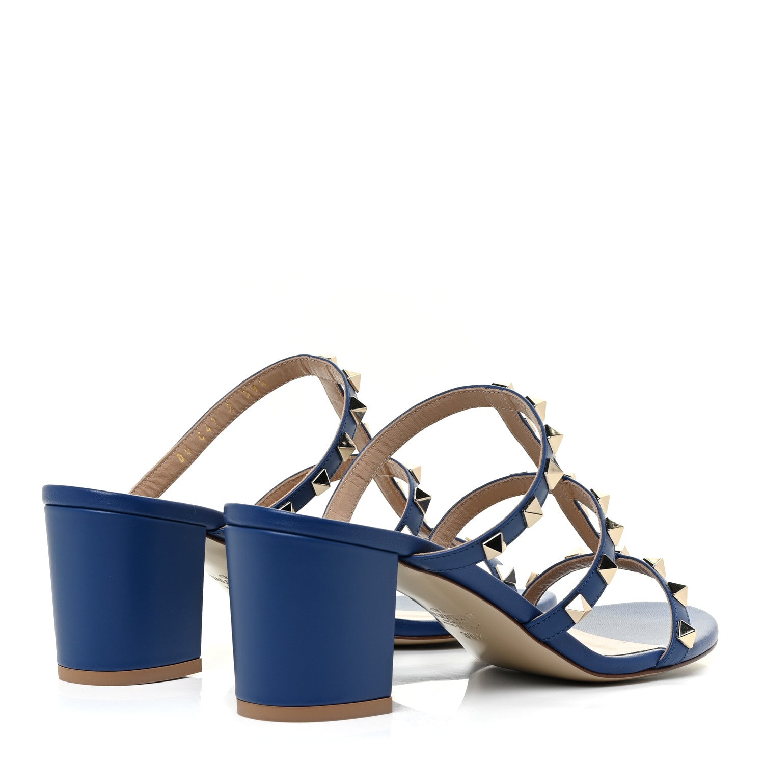 Valentino Garavani Calfskin Rockstud 60mm Caged Slide Sandals 38.5 Blu Delft 4 of 12