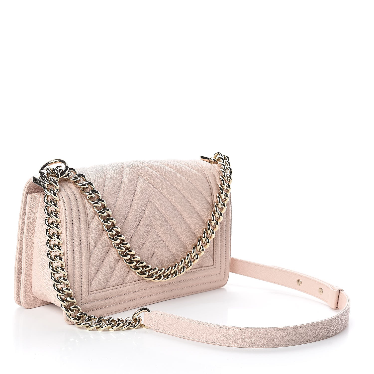 Chanel Caviar Chevron Quilted Medium Boy Flap Nude 3 of 11