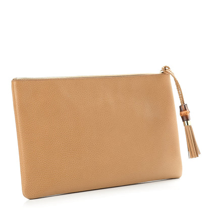 Gucci Pebbled Calfskin Large Bamboo Clutch Brown 3 of 7